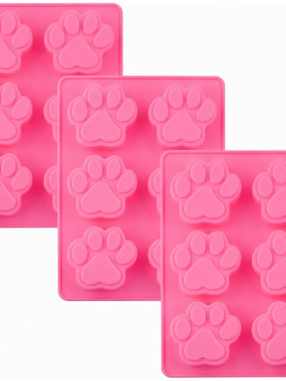 Set of 3 Pack X Silicone Dog Pet Animal Paw Print Ice Cube Chocolate Soap Candle